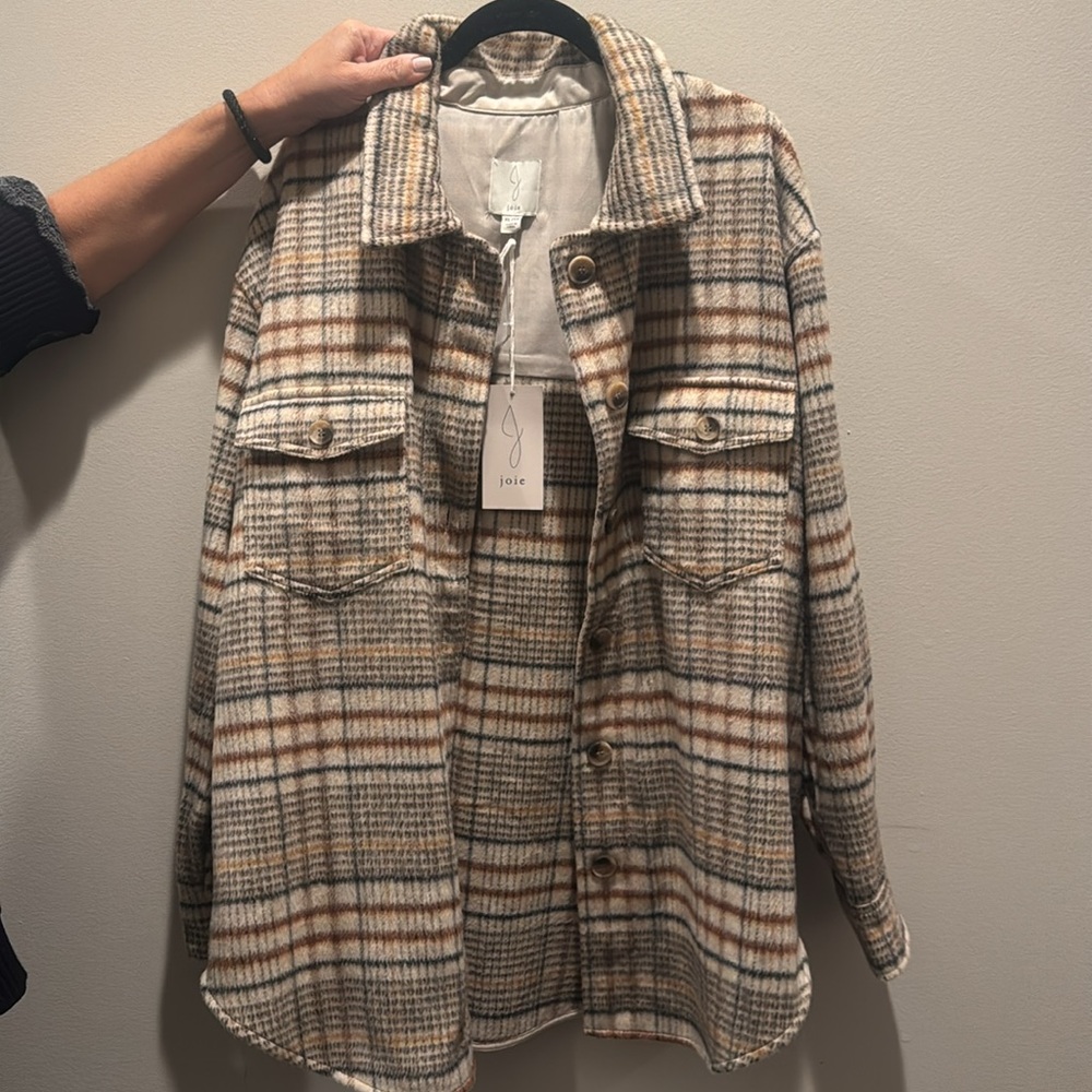 Joie plaid shacket in earth tones
